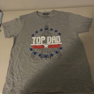 Top Gun Top Dad Mens Heather Gray Graphic T-Shirt Fighter Jet Large L 42-44